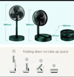 Rechargeable Green Desk Fan With Base & Foldable Design - Image 5