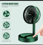 Rechargeable Green Desk Fan With Base & Foldable Design - Image 4
