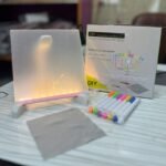 LED Light-Up Transparent Writing Board With 7 Marker | 15×15 cm Acrylic Pad with Stand | Colorful DIY Notes & Erasable Pens - Image 3