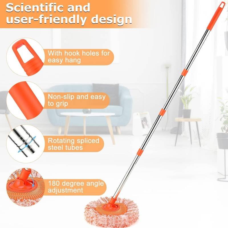 inbound6393265183661576224 Long-Handle Telescopic Cleaning Mop – 360° Rotating Microfiber Dust Mop with Detachable Head - Image 1