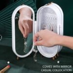 Jewellery Box Organiser with Mirror – Foldable Exquisite Dustproof Jewelry Storage Case Multi-Function Screen Shaped Metal Display Jewelry Stand for Earring – Necklace & Bracelet (Random Color) - Image 4