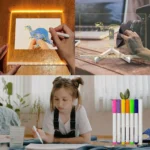 LED Light-Up Transparent Writing Board With 7 Marker | 15×15 cm Acrylic Pad with Stand | Colorful DIY Notes & Erasable Pens - Image 4