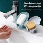 Leaf-Shape Self-Draining Soap Holder – Decorative 45° Slanted Hydraulic Soap Dish with Suction Base (Random Color) - Image 2