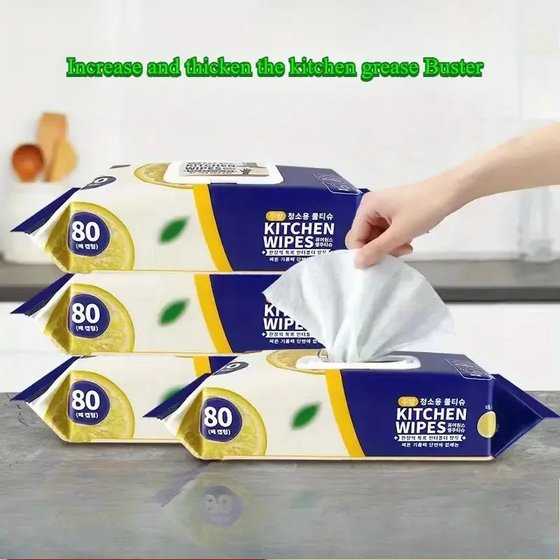 inbound7759274625264803597 Kitchen Wipes – Pack of 80 Pieces, Multipurpose Cleaning Wipes for Home and Kitchen Use -Soft and durable material for effective cleaning - Image 1