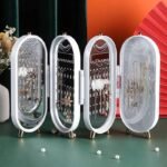 Jewellery Box Organiser with Mirror – Foldable Exquisite Dustproof Jewelry Storage Case Multi-Function Screen Shaped Metal Display Jewelry Stand for Earring – Necklace & Bracelet (Random Color) - Image 3
