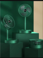 Rechargeable Green Desk Fan With Base & Foldable Design - Image 3