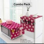Microwave Oven & Refrigerator Top Cover Combo Pack – Dust-Proof Kitchen Appliance Protectors with Storage Pockets – Random color